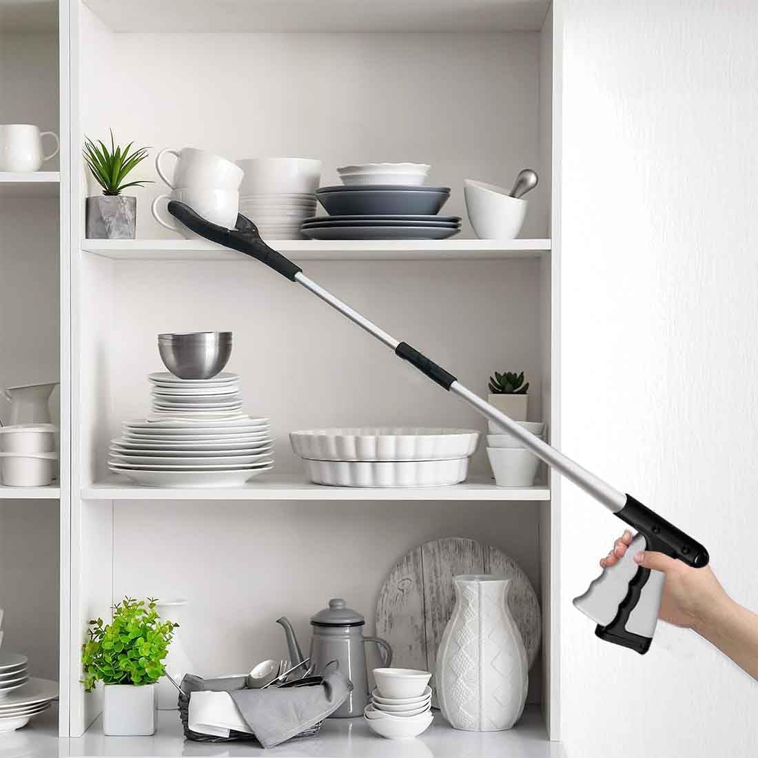 Grabber Reacher Tool 32" Grabbers for Seniors with Magnet Foldable Reacher Grabber Pickup Tool for Trash Pick Up, Nabber, Litter Picker, Arm Extension Grey