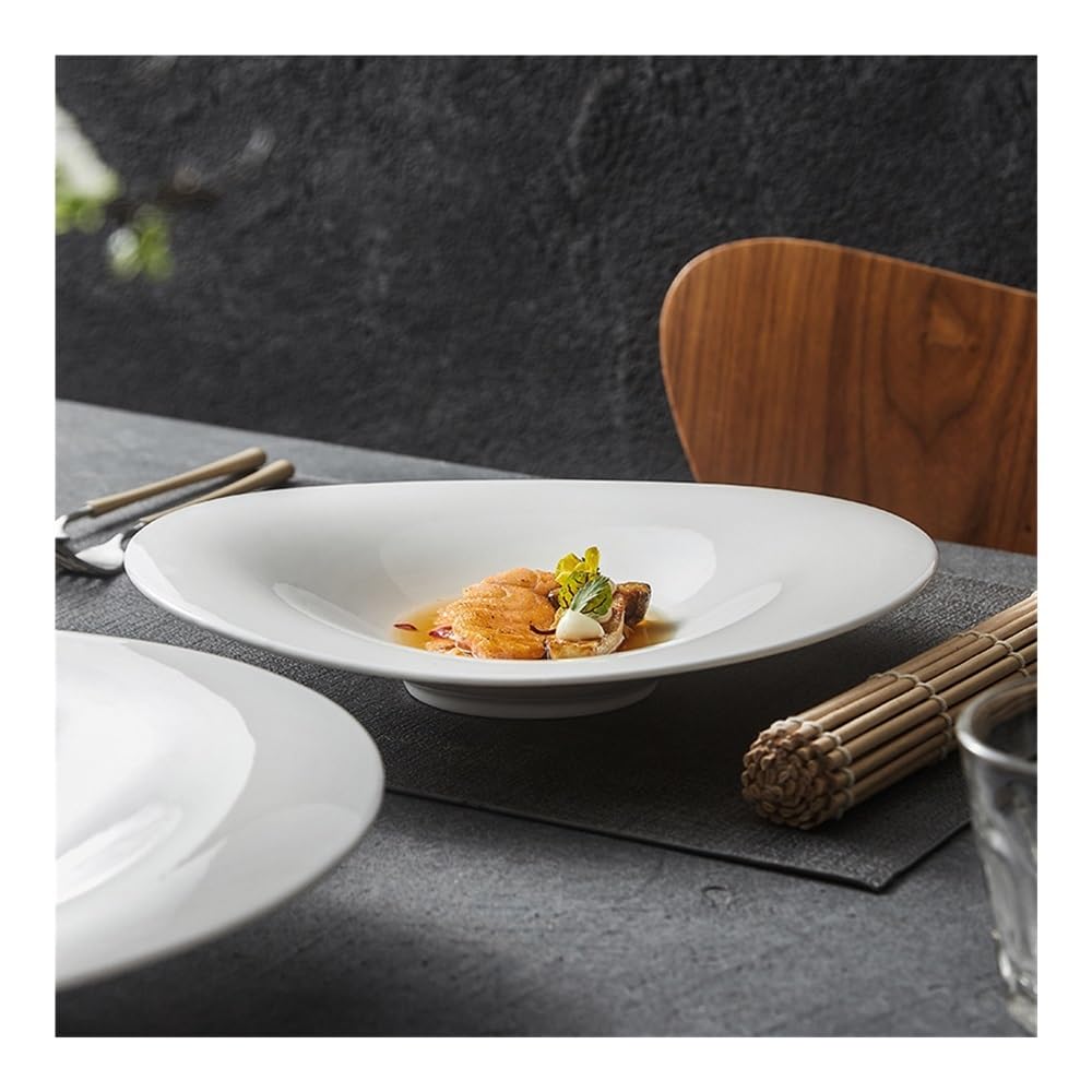 Talerze Obiadowe Gruby biały ceramiczny talerz do serwowania - sałatka z sushi, makaron, zupa(25.8cm)