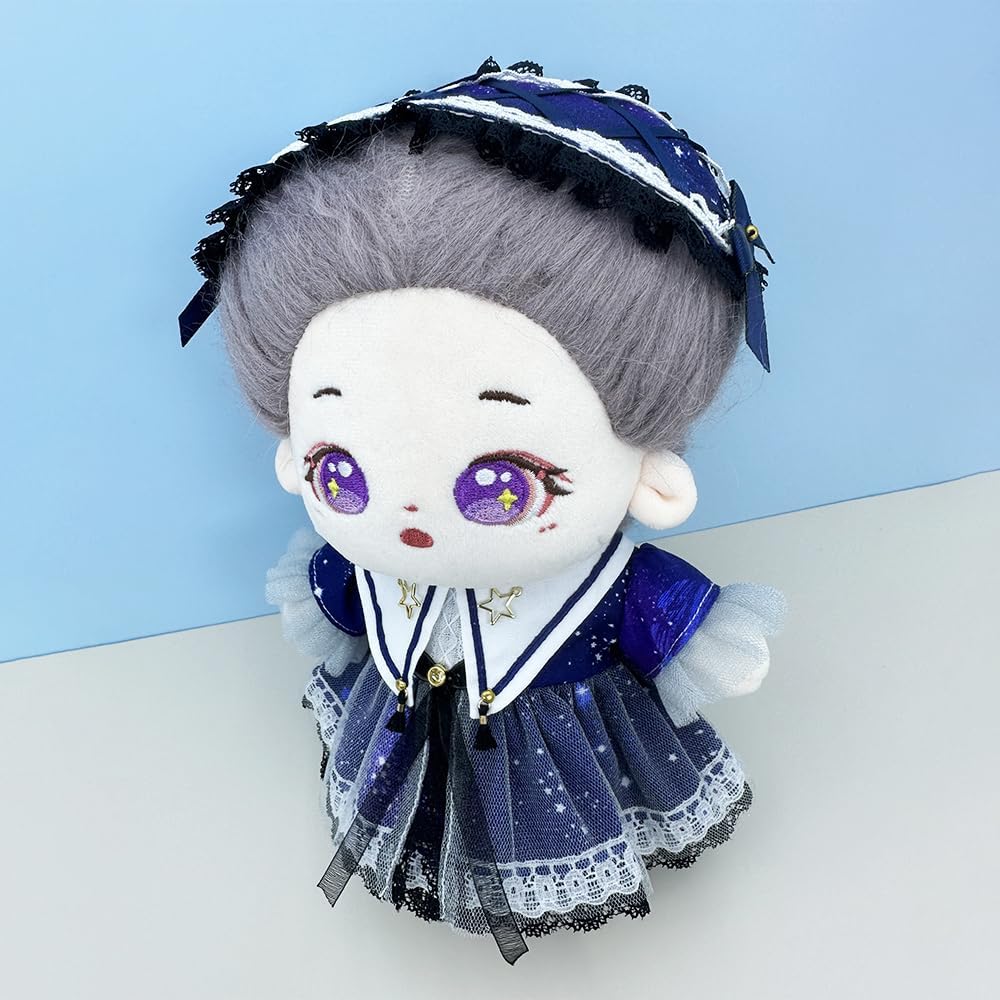 niannyyhouse 20cm Plush Doll Clothes Blue Purple Headwear Tulle Dress 8in Stuffed Toy Dressup