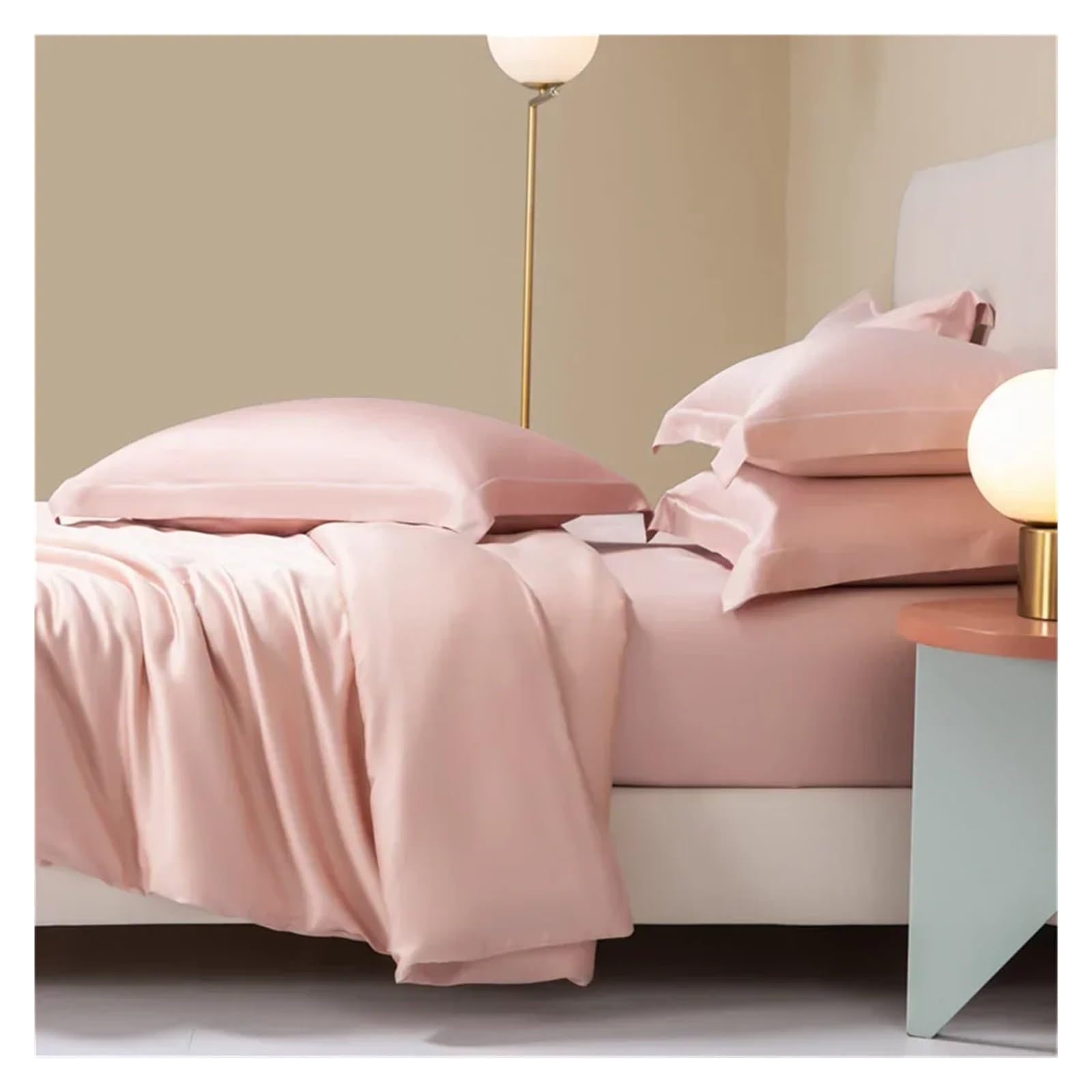 Sbcgfy D Soli Color Silk Bedding Set Queen Kinig Uvet Cover Pillowcase Be Sheet Bedsprea Be Cover Set,Cotton Uvet,-King