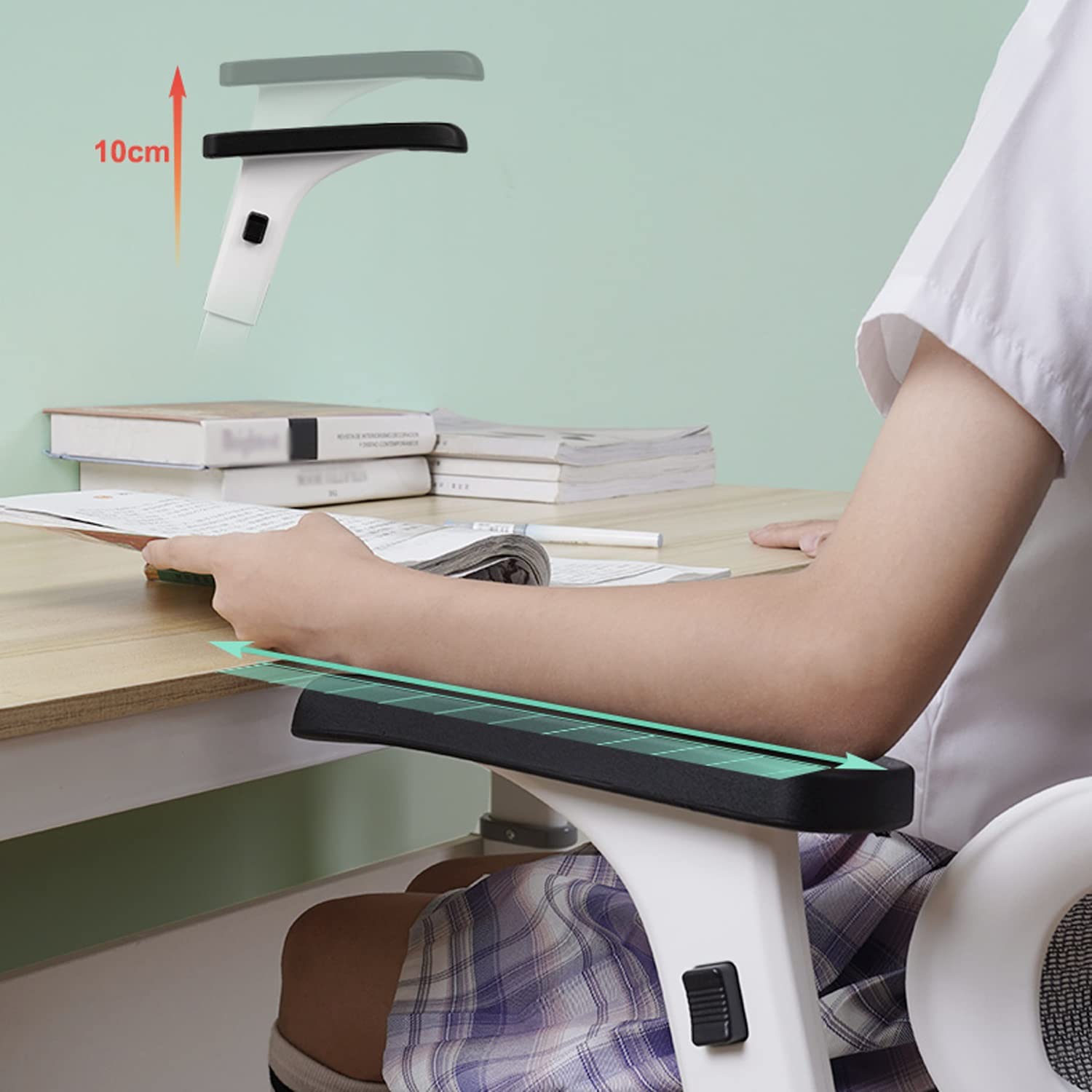 Ergonomiczne, oddychające krzesło biurowe z siatką z regulowanym podłokietnikiem, wysokość nachylenia, obrotowe i podparcie lędźwiowe, do gier komputerowych i nauki, wygodne krzesło biurkowe do