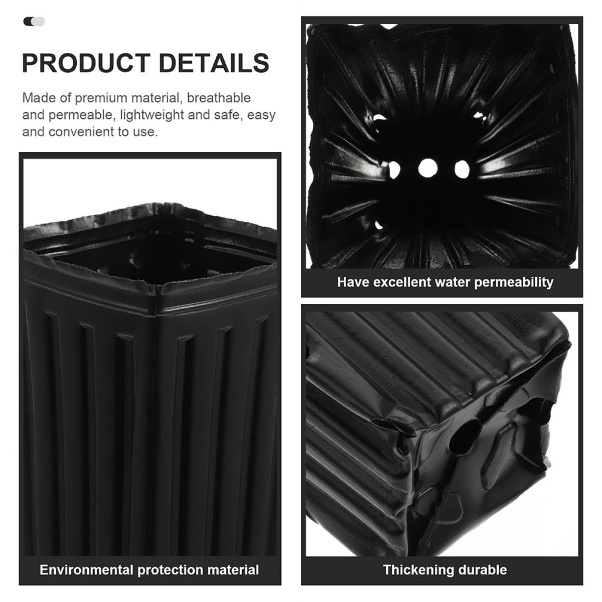 FRCOLOR 60 Godets pour Semis en Plastique Noir PP, Pots de Culture Multi-usages Perméabilité à l'eau, 60 Pièces, pour Légumes et Jeunes Plants
