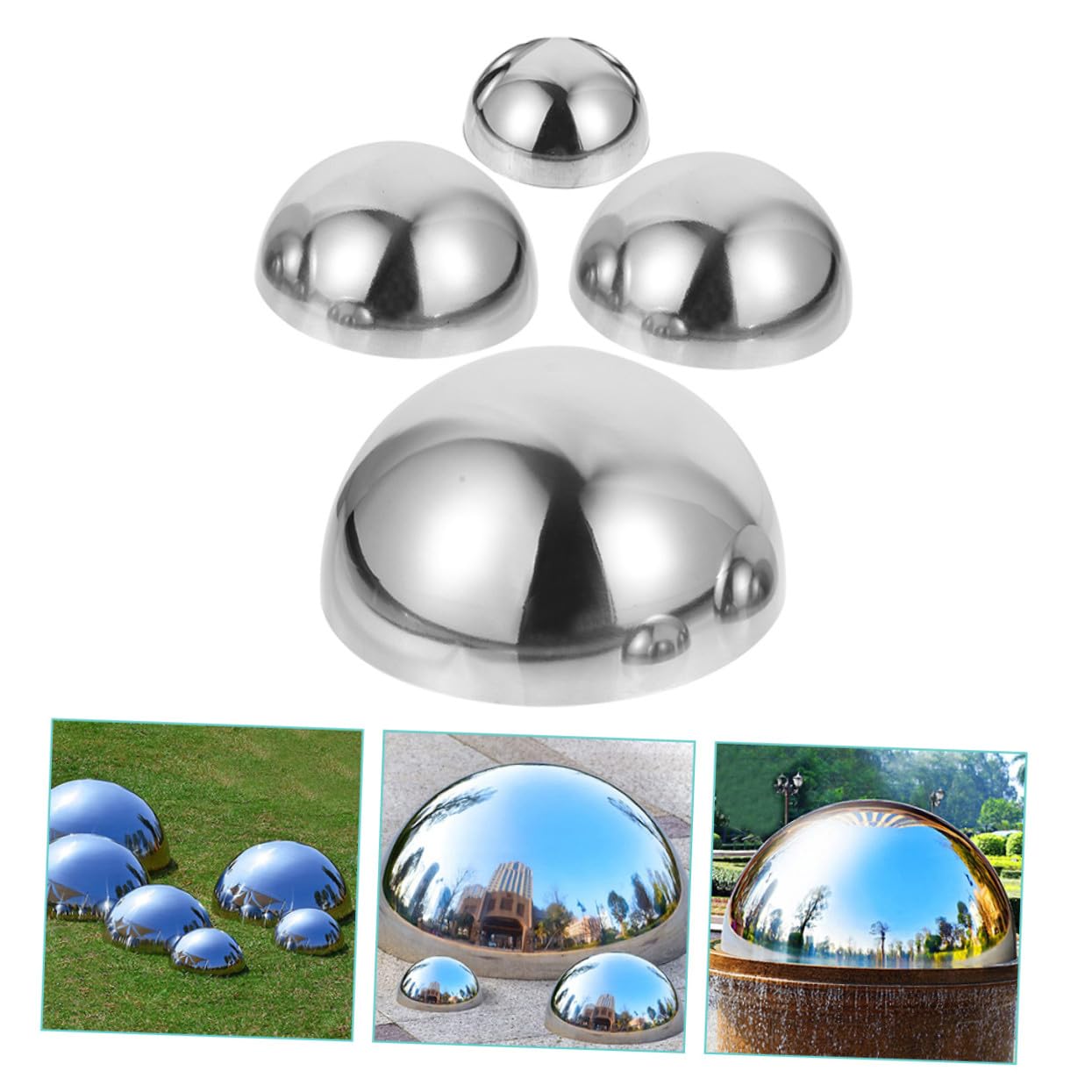 Sfere Specchio Decorative da Giardino 4 Pezzi Acciaio Inox Argentato