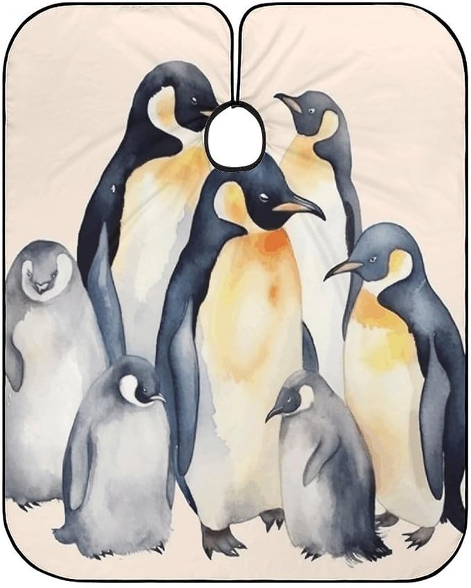 Capa para corte de cabello con patrón de pingüinos miniatura 6