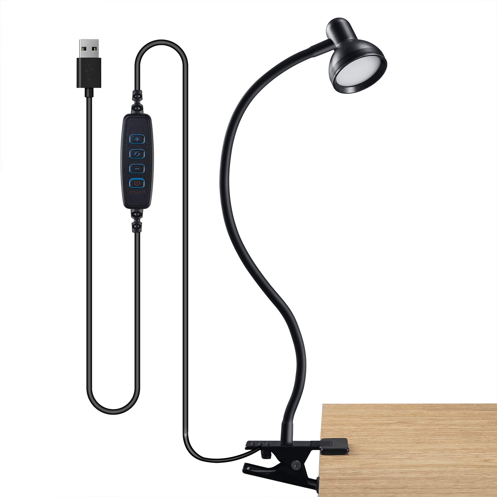 Clip Light Reading Lights - YUSKO 24 LED USB Desk Lamp with 3 Color Modes and 10 Brightness Dimmer ,360 ° Flexible Gooseneck Book Clamp Light, Bed Night Light with Memory Function