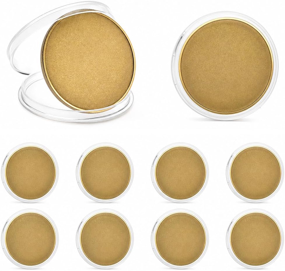 QWORK Blank Challenge Coins 10 Pack, 40 mm Solid Brass Coin Blanks 3 mm Thick with Acrylic Protection Boxes for Engraving Stamping Etching DIY Crafts Custom Tokens