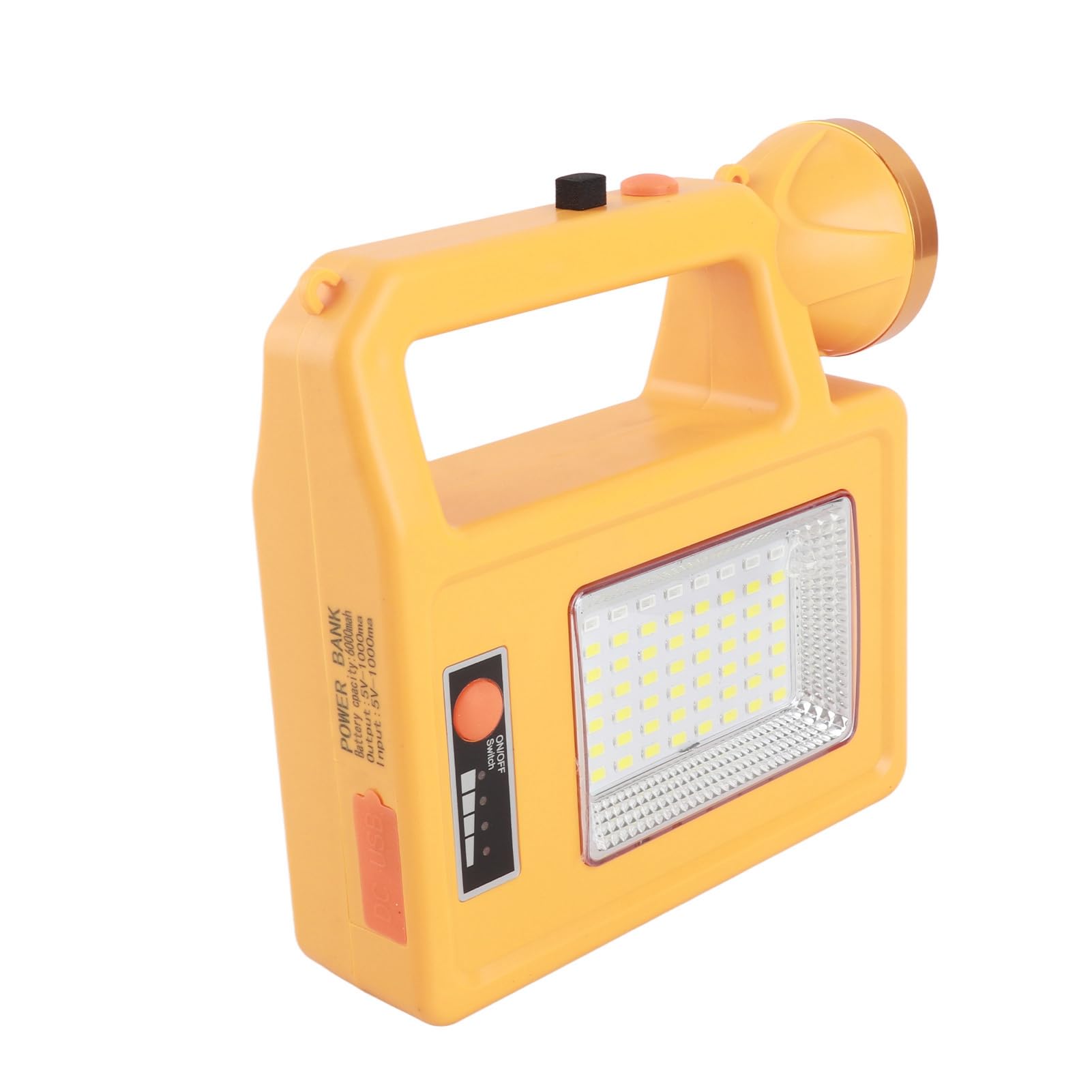 Torcia Solare LED Ricaricabile Impermeabile Multifunzione per Campeggio Ed Emergenza 6000mAh Materiale ABS