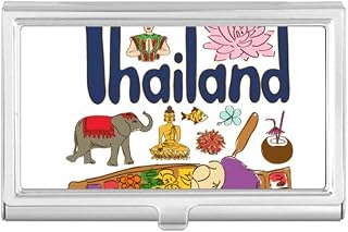 Thailand National Symbol Landmark Pattern Business Card Holder Case Pocket Box Wallet