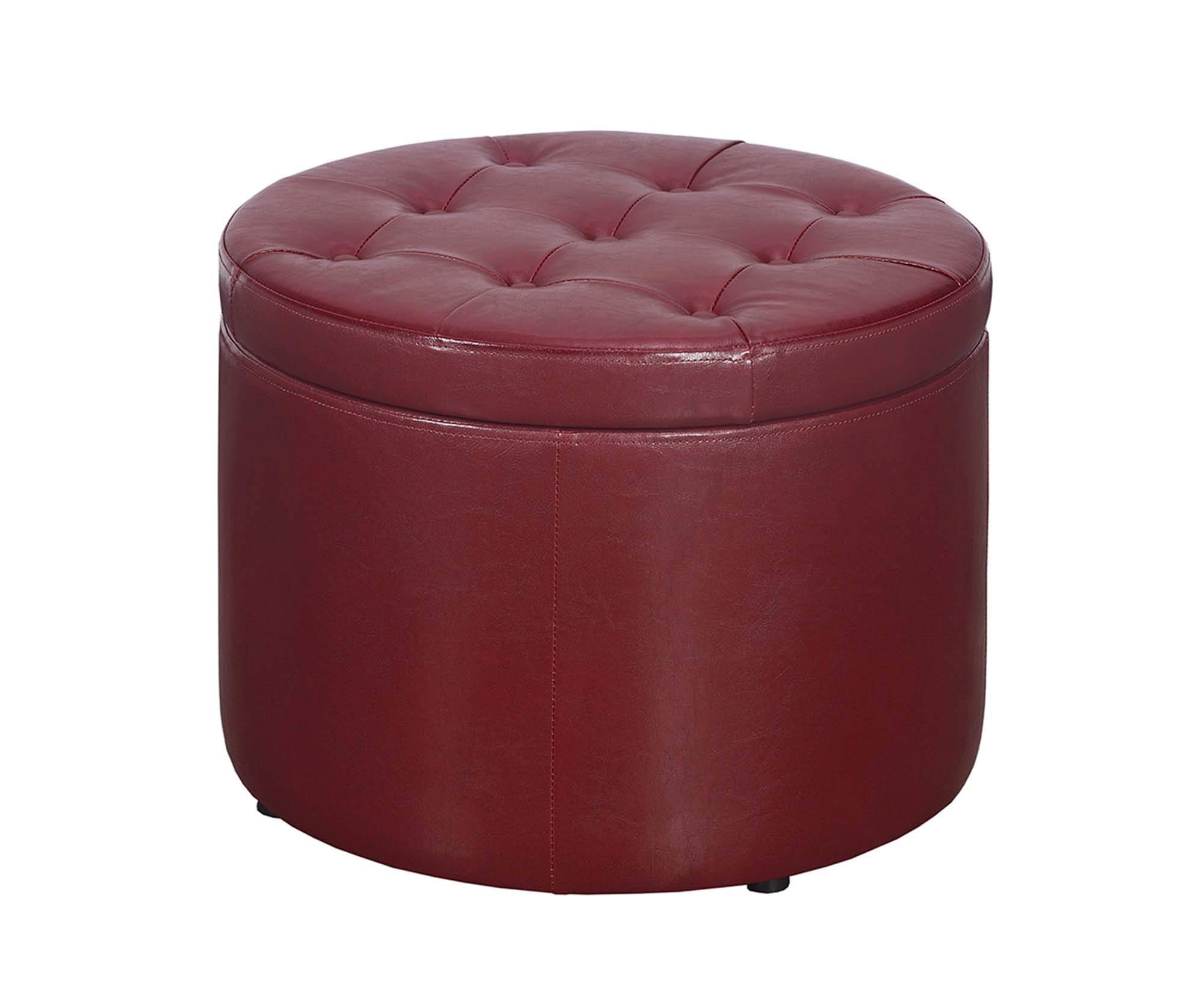Convenience Concepts Designs4Comfort Round Shoe Ottoman, Burgundy