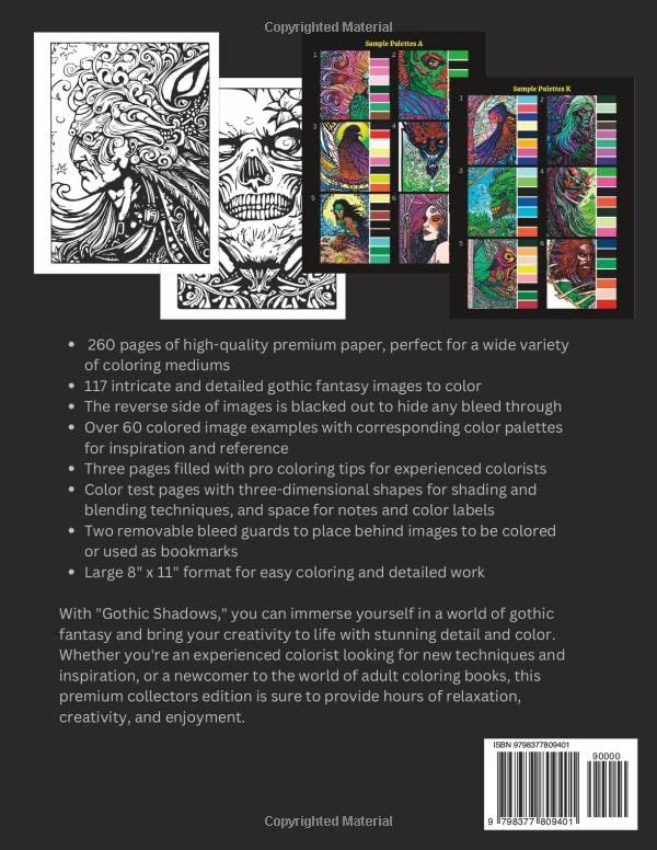 Gothic Shadows : Adult Coloring Book Premium Collectors Edition: 117 Fantasy Art, Gothic, Horror Images! Colored Example Inspiration Images with ... Palettes, Hundreds Of Pro Coloring Tips! image 3