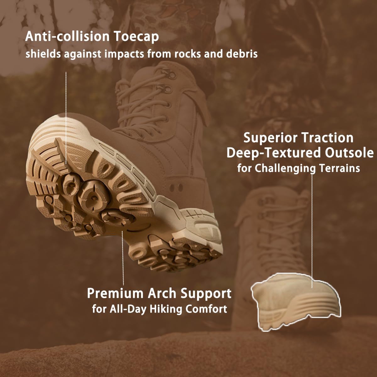 EinPlus Military Men's Tactical Boots: Combat High Top Outdoor Shoes