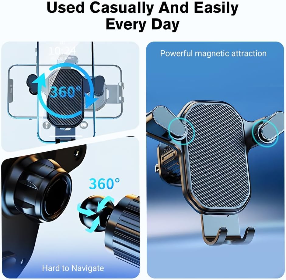 Air Vent Car Phone Mount Holder,2026 New Wider Clamp & Metal Hook Car Phone Holder Vent [Thick Cases Friendly] Phone Holders for Your Car Mount Automobile Hands Free Cradle Air Vent (B-3PCS)