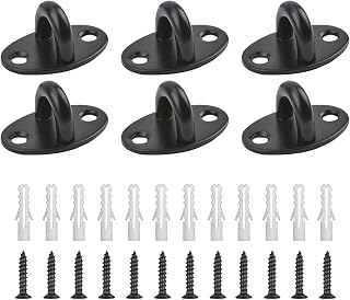 INCREWAY Pad Eye Plate Hook, 6pcs 304 Stainless Steel Ceiling Hooks Marine Hardware Enclosed U Hook Loop Heavy Duty Ring Hooks with Screws for Yoga Hammock Swing Marine Boat Plant Basket