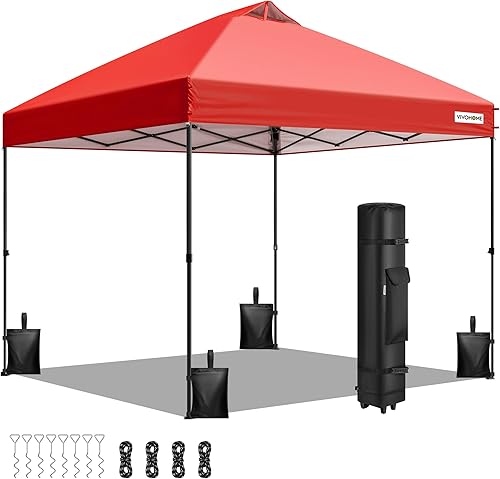 Miniatura 14 de VIVOHOME - Tienda de campaña desplegable de 10 x 10 pies, configuración de un solo empuje, tienda de campaña portátil para exteriores resistente con