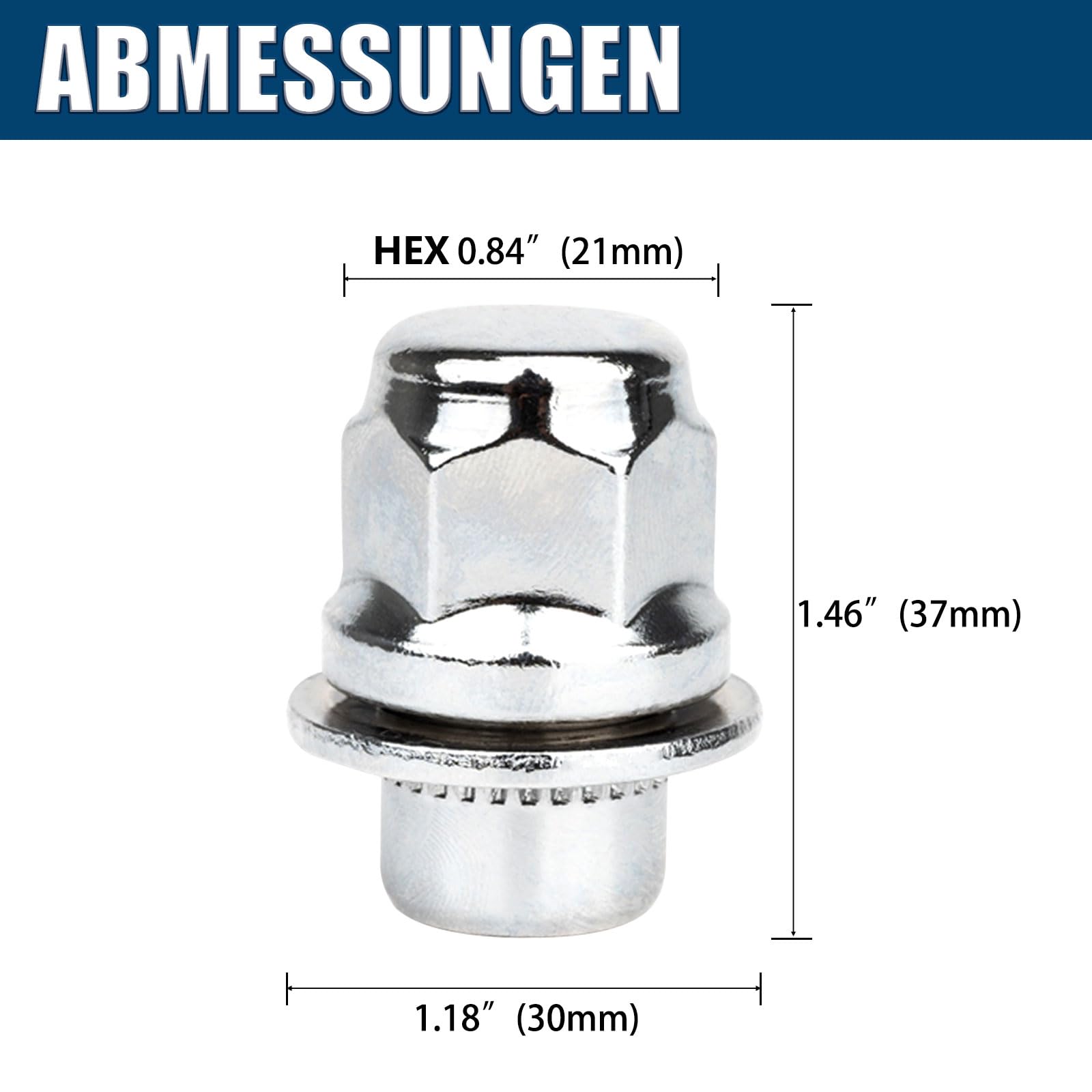 GAsuppply 20 x Dadi ruota I M12x1,5x37mm con sede piatta e rondella I Compatibili con 4Runner, Camry, Highlander, Prius, Sienna, Lexus CT200h, HS250h e GS450h