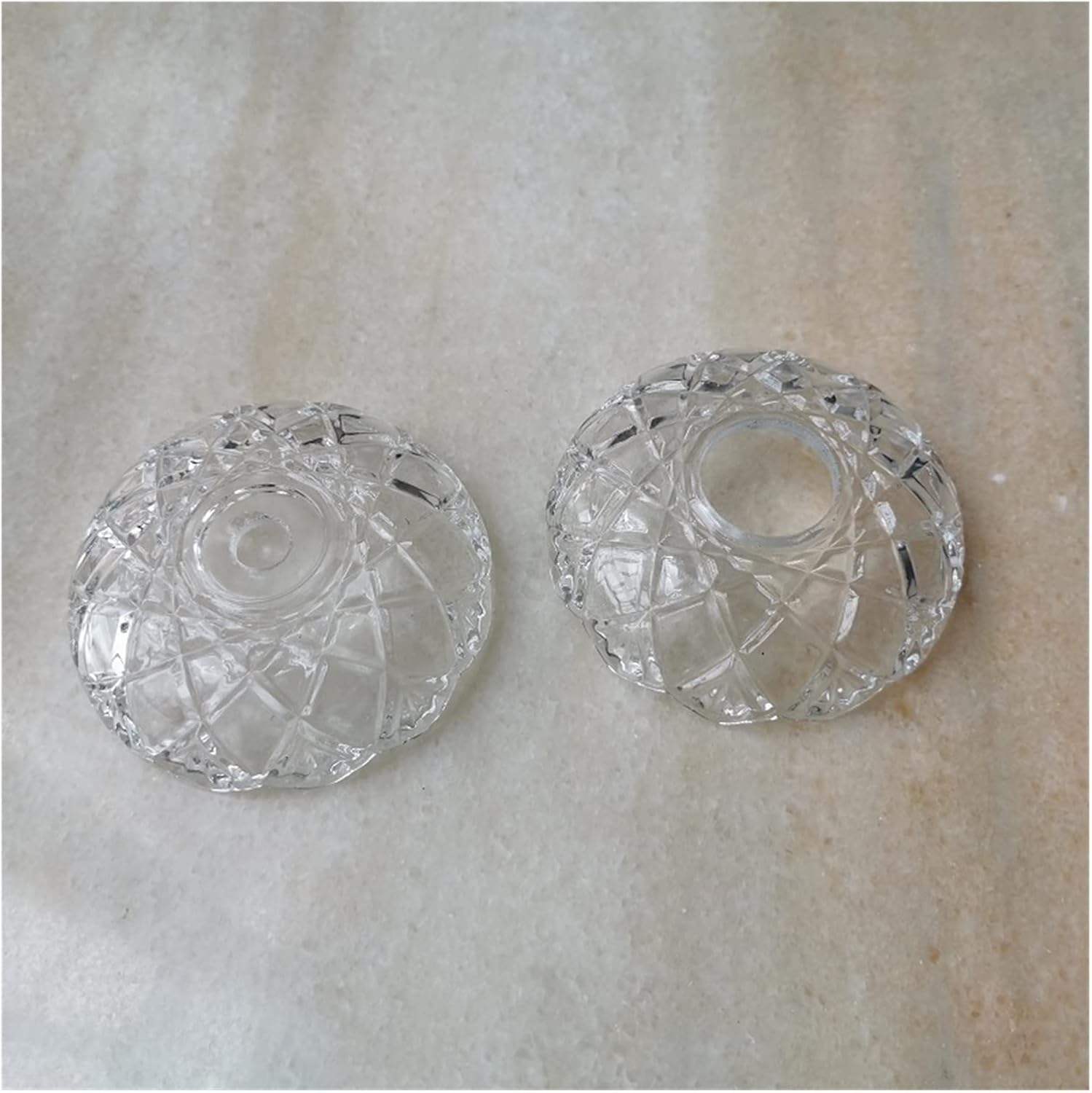 2Pcs Glass Crystal Dia100mm Bobeches Bowl, Lamp Elbow Support, Candle Holder, Wedding Decor, Chandelier Tray, Light Accessories(Central Hole 30mm)