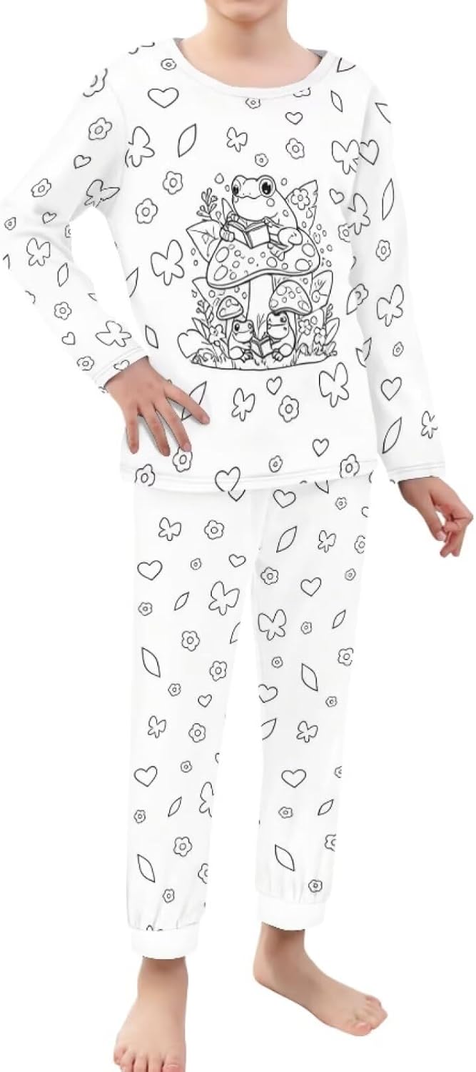 Kids DIY Hand Painted Colorable Tops and Pants Set Boys Girls Cartoon Colouring T-Shirts and Pants 2 Piece Sets