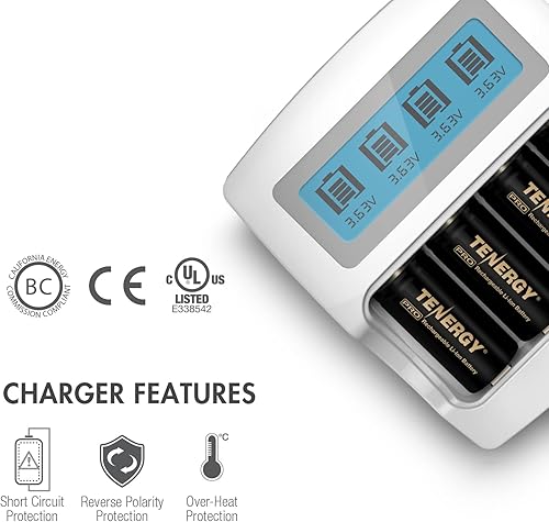 Miniatura 4 de Tenergy Paquete de 12 baterías recargables y cargador compatibles con cámaras inalámbricas Arlo certificadas, funciona con Arlo