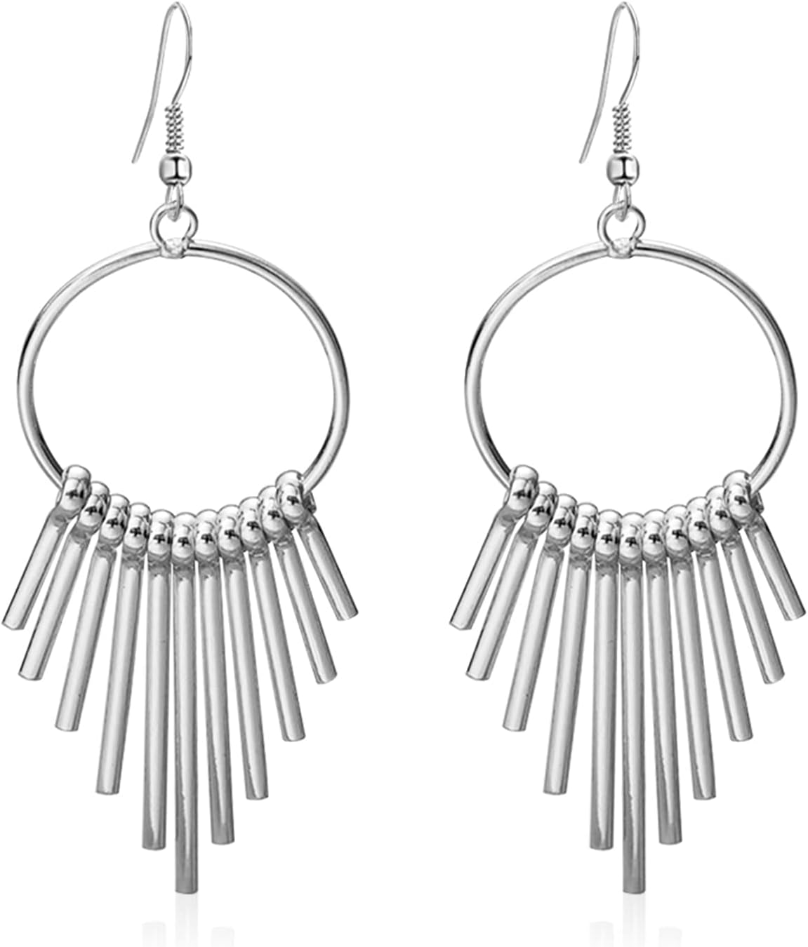 Elegant Bohemian Vintage Long Gold Tassel Dangle Drop Earrings Hypoallergenic Minimalist Hollow Round Bar Dangle Earrings for Women Jewelry Gifts