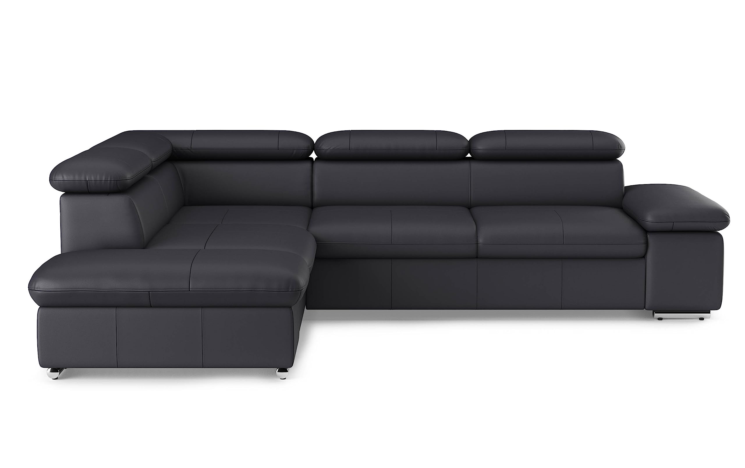 CAVADORE Valerie Canapé-lit en Cuir véritable avec méridienne/Canapé d'angle avec Fonction lit + tête de lit réglable / 272 x 73 x 226 cm/Cuir Noir