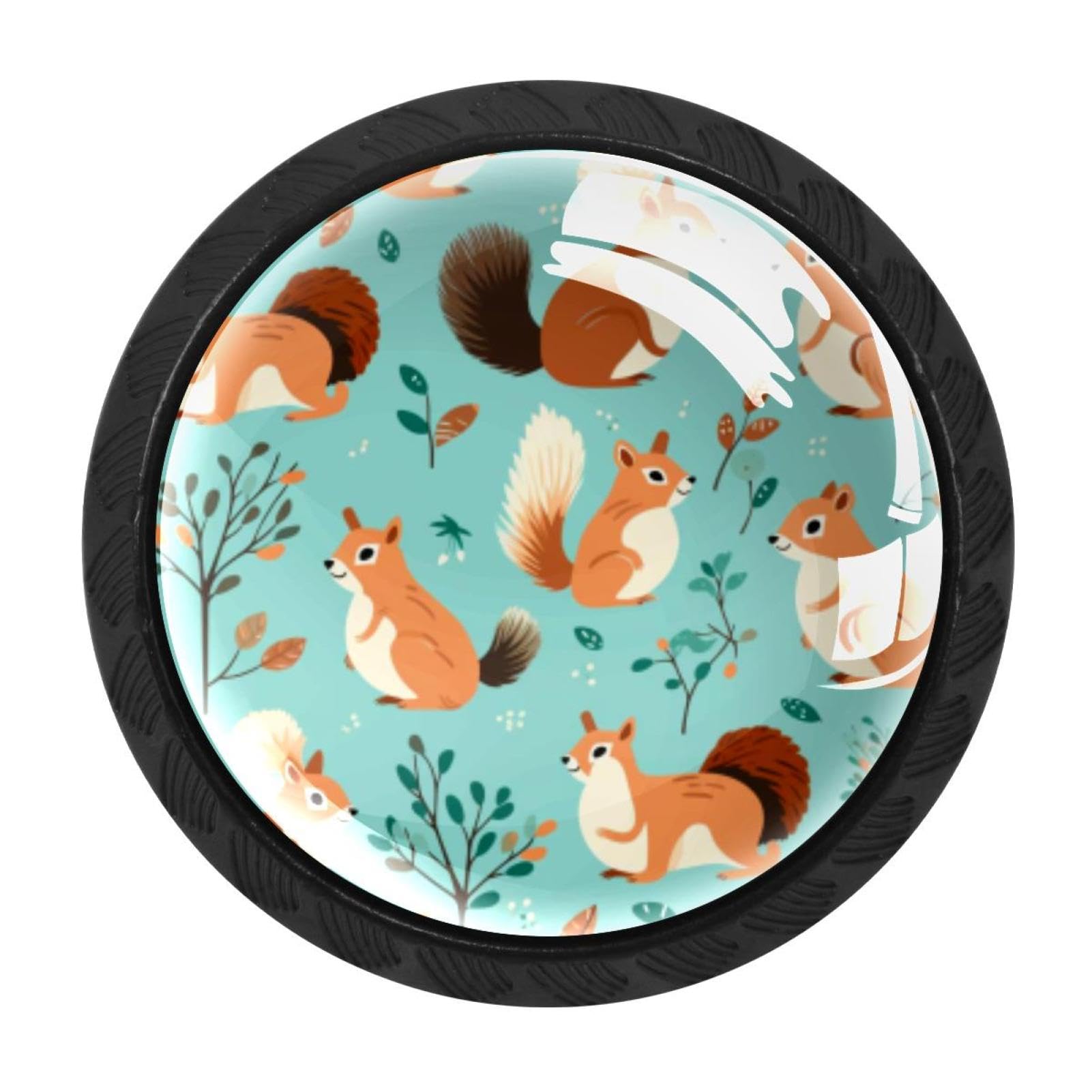 Chenzzzz Multicolored 10 4 Pack Round Cabinet Knobs For Kitchen Bathroom Closet Dresser Cabinets, Squirrel