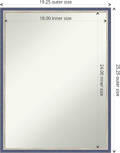 Miniatura 4 de Amanti Art Espejo de baño de madera, espejo de pared estrecho azul Theo para usar como espejo de tocador de baño sobre el fregadero (25 x 19