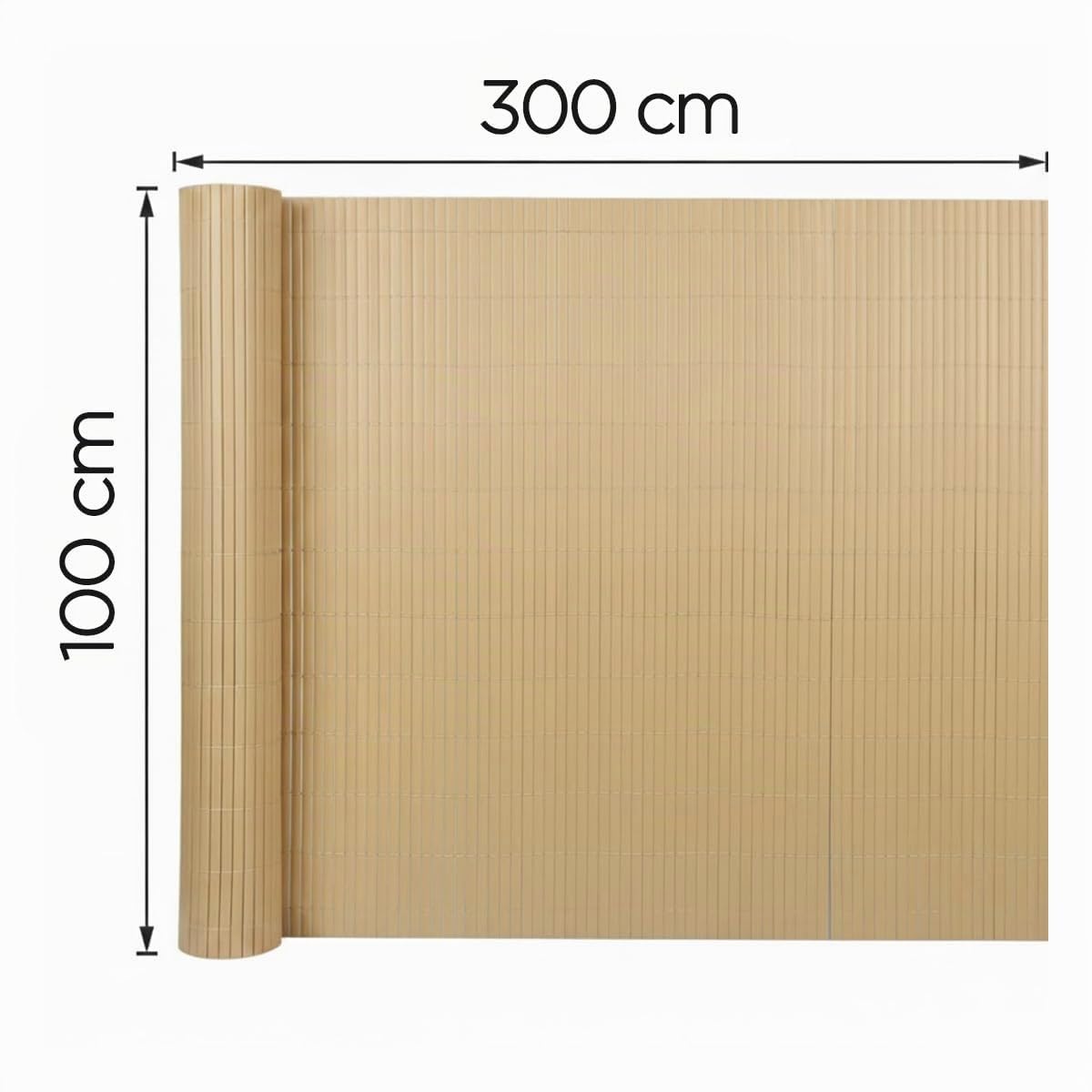 PEGANE Canisse Brise Vue en PVC Tube Plat,Clôture Protection pour Jardin terasse Balcon Coloris Naturel Bambou - Hauteur 100 x Longueur 300 cm 1700g/m2