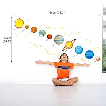 Amazon.co.jp: DECOWALL DS8-1307 宇宙と惑星 (中) ウォール