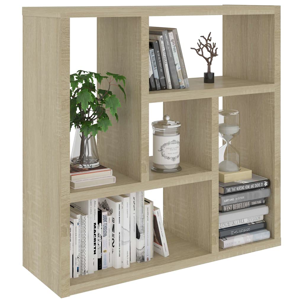 Wandregal Sonoma Eiche Holzwerkstoff 45 1x16x45 1 cm Modernes Schweberegal mit 5 Fächern Robuste Ablage für Bücher Deko und Wohnaccessoires