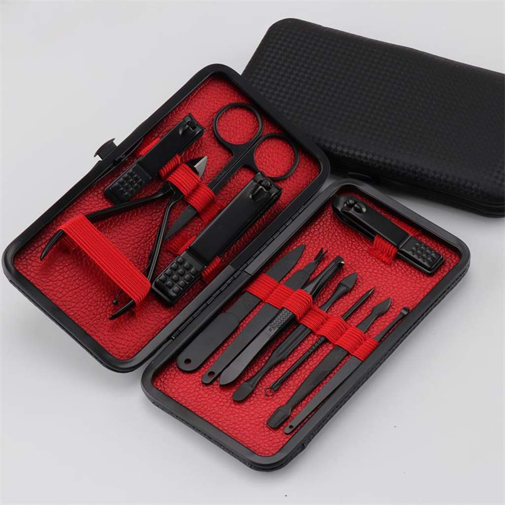 Manicure Set Pedicure Kit Manicure Kit Nail Clippers Set Grooming Kit Stainless Steel Professional Pedicure Set Black,Black
