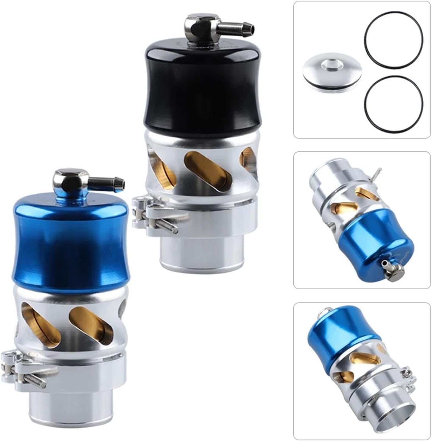 Vポート ターボチャージャー/インタークーラー アルミブローオフバルブ BOV 20 PSI ブラック ブルー 38MM(Blue)