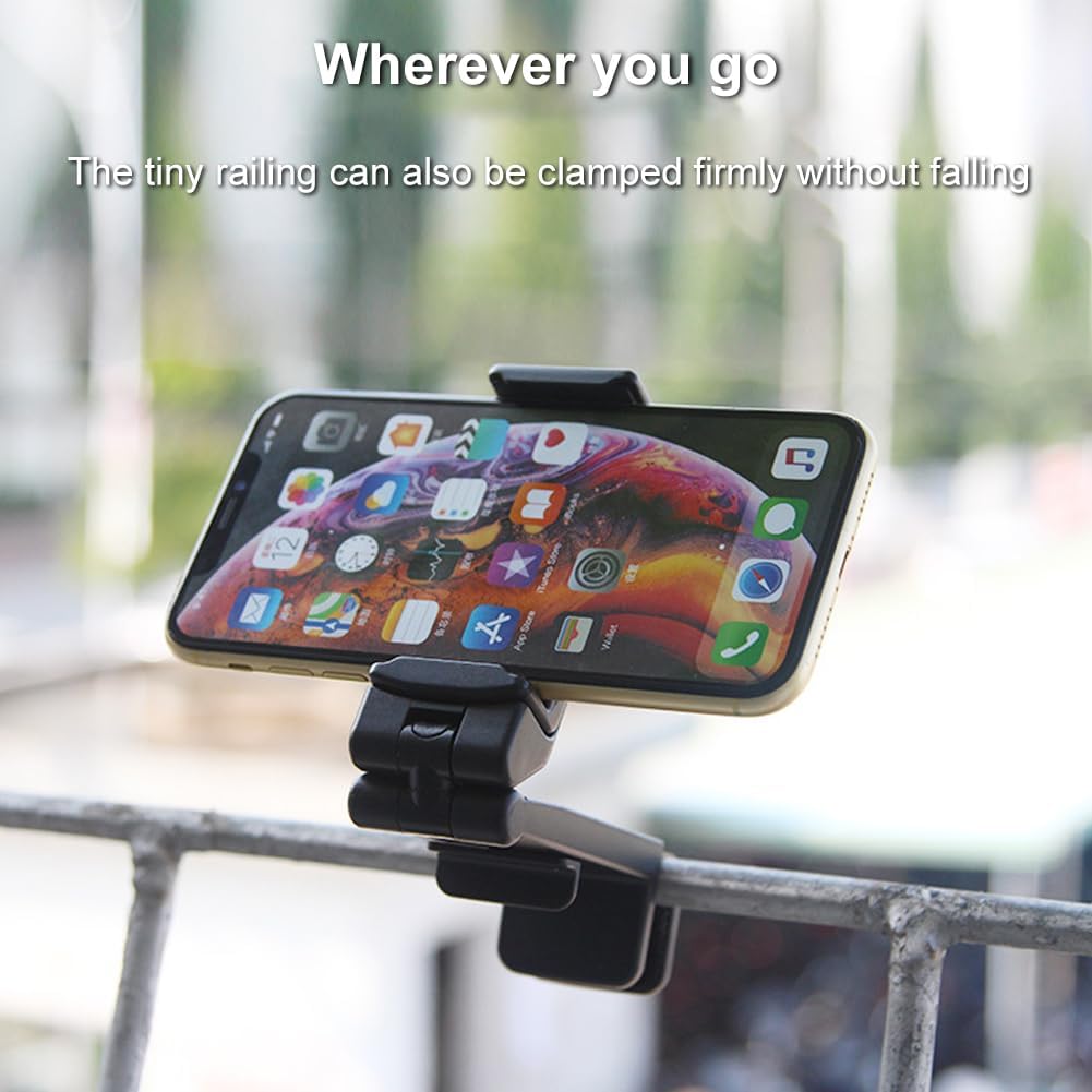 2 Pcs Universal Airplane Travel Phone Holder,360° Rotating Design Portable Foldable Pocket Size for Plane, Train, Work, Video and Desk(Black)