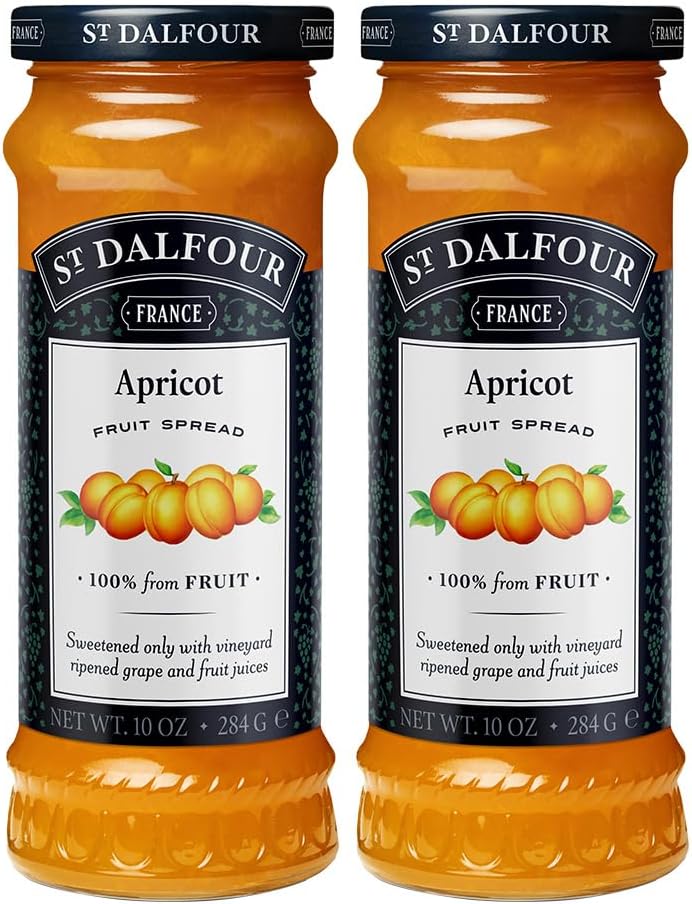 St. Dalfour Apricot Fruit Spread - 10oz - 100% from Fruit, No Artificial Ingredients, Non-GMO, No Cane Sugars, All Natural - Pack of 2