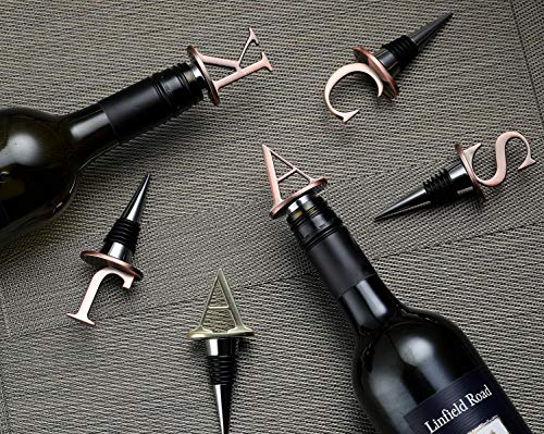 Wine Stoppers,Reusable Wine Bottle Stoppers,Stainless Steel Letter Wine Stopper, Food Grade Silicone Material Decorative Wine Stoppers Funny Gift -Bronze Color (Letters K) #TOP5