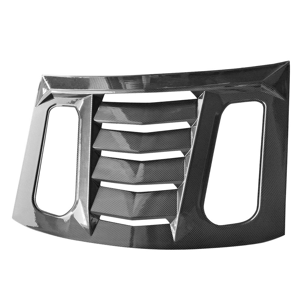 IKON MOTORSPORTS, Rear Window Louver Compatible with 2016-2024 Chevy Camaro, Carbon Fiber Print Sun Shade Cover Windshield Scoop, 2017 2018 2019