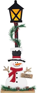 Glitzhome 36.75 Inch Lighted Christmas Snowman Porch Decor with Lamp Timer