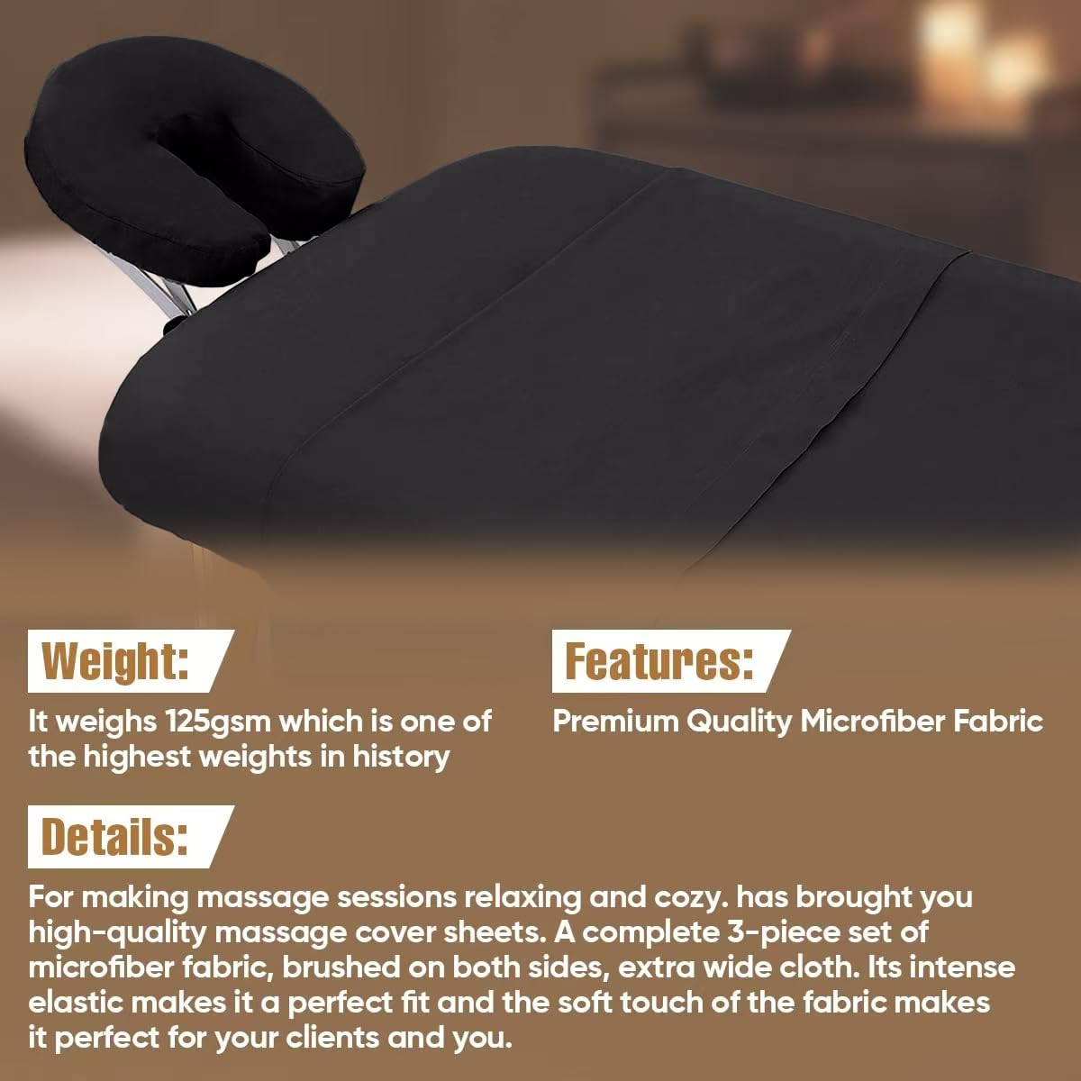 12 Pcs/4 Sets Massage Sheet Set, Premium Facial Bed Cover Includes Flat and Fitted Sheets with Face Cradle Cover Wrinkle-Resistant, for Massage Tables, Includes Pad and Face Rest Covers (Black)