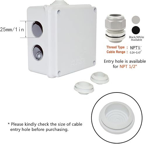 Miniatura 142 de LeMotech Caja de conexiones, plástico ABS IP55 resistente al agua y al polvo, caja eléctrica universal, caja de proyectos para exteriores e