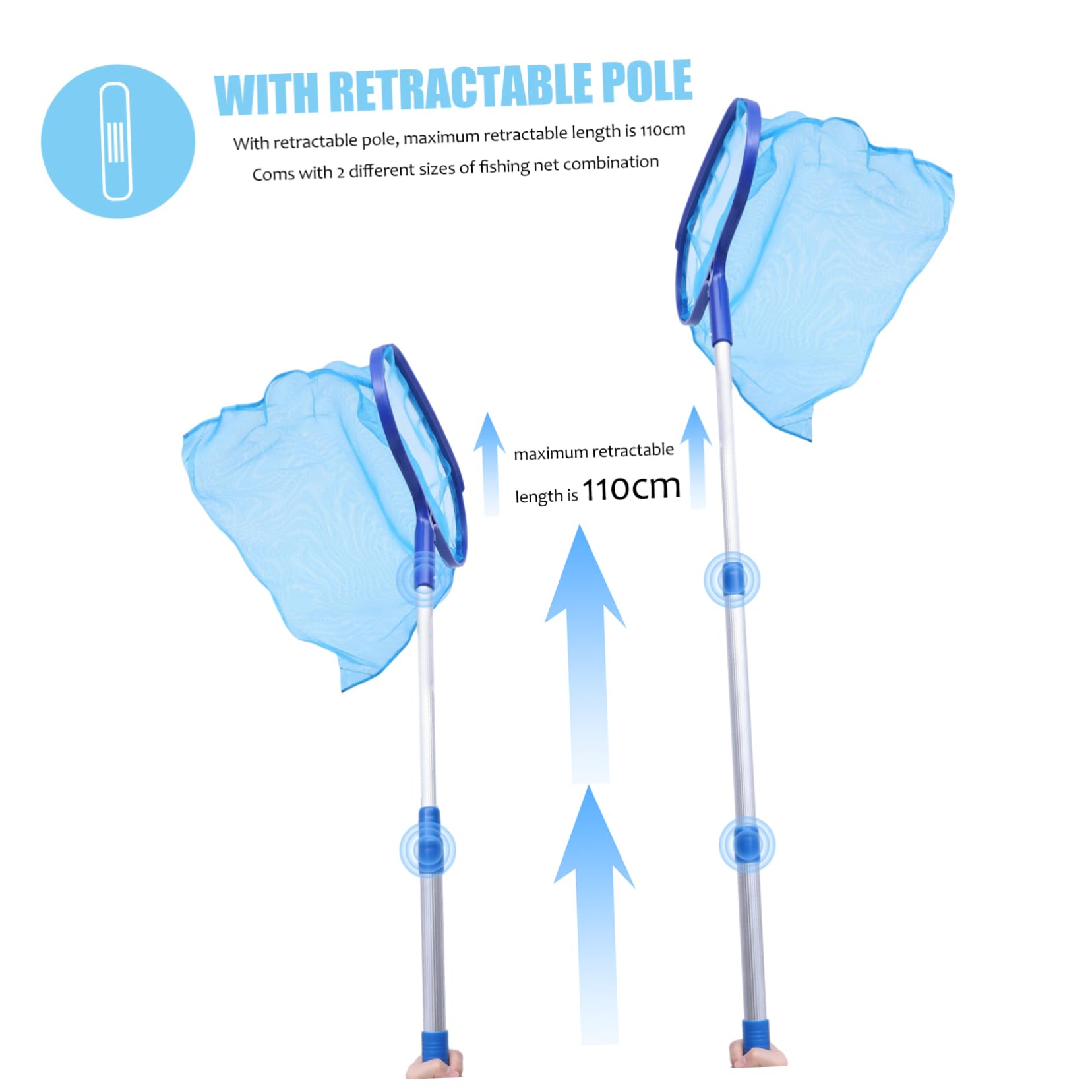 Toyvian Épuisette de Piscine Télescopique pour Ramassage de Filet de Récupération avec Maille Fine Râteau pour Piscine et Bassin