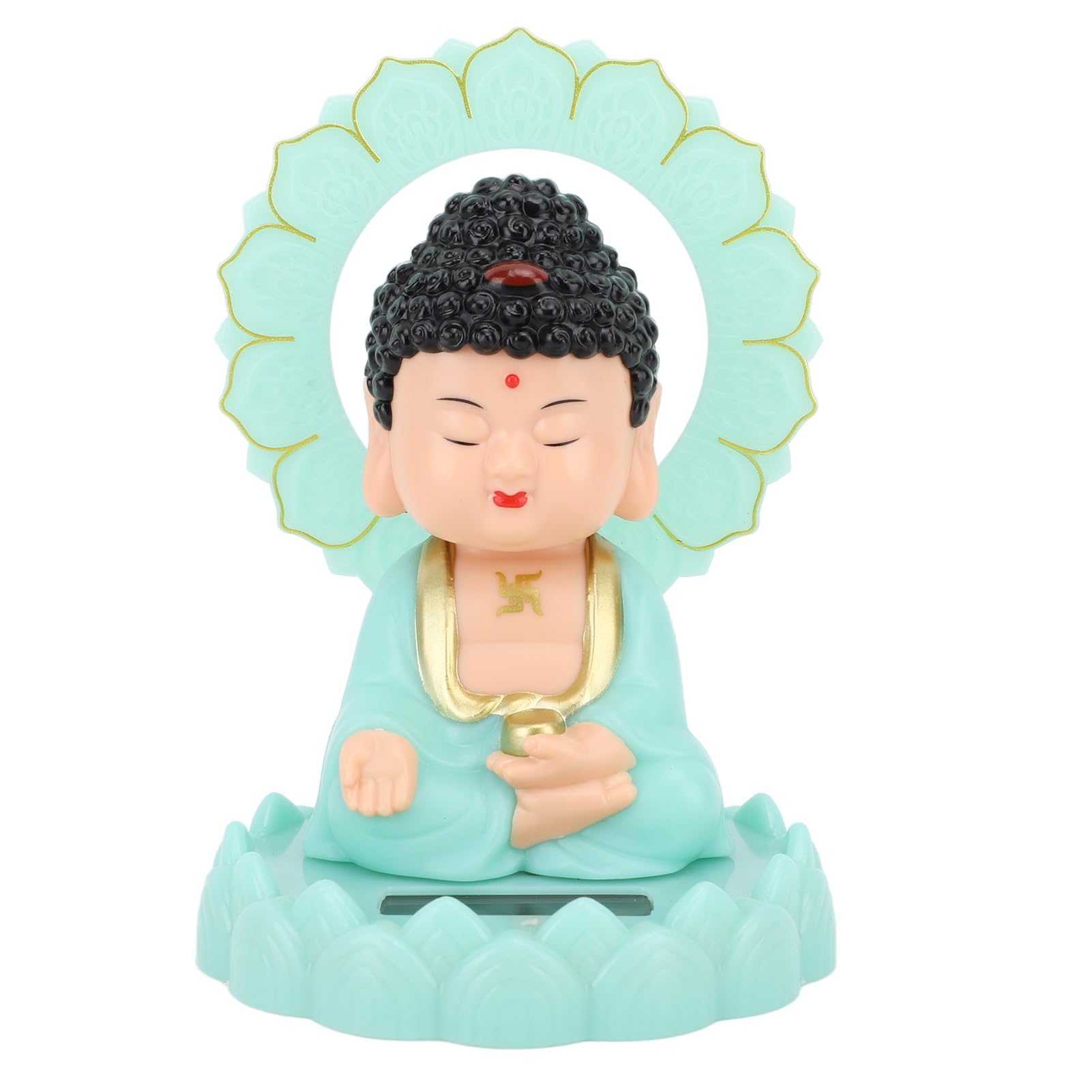 Trisar Buddha Ornament, Cartoon Solar Buddha Statue Auto Nodding Buddha Statue Shaking Head Glow in The Dark Car Shaking Head Toy Car Dashboard Ornament Home Decorations for Fortune