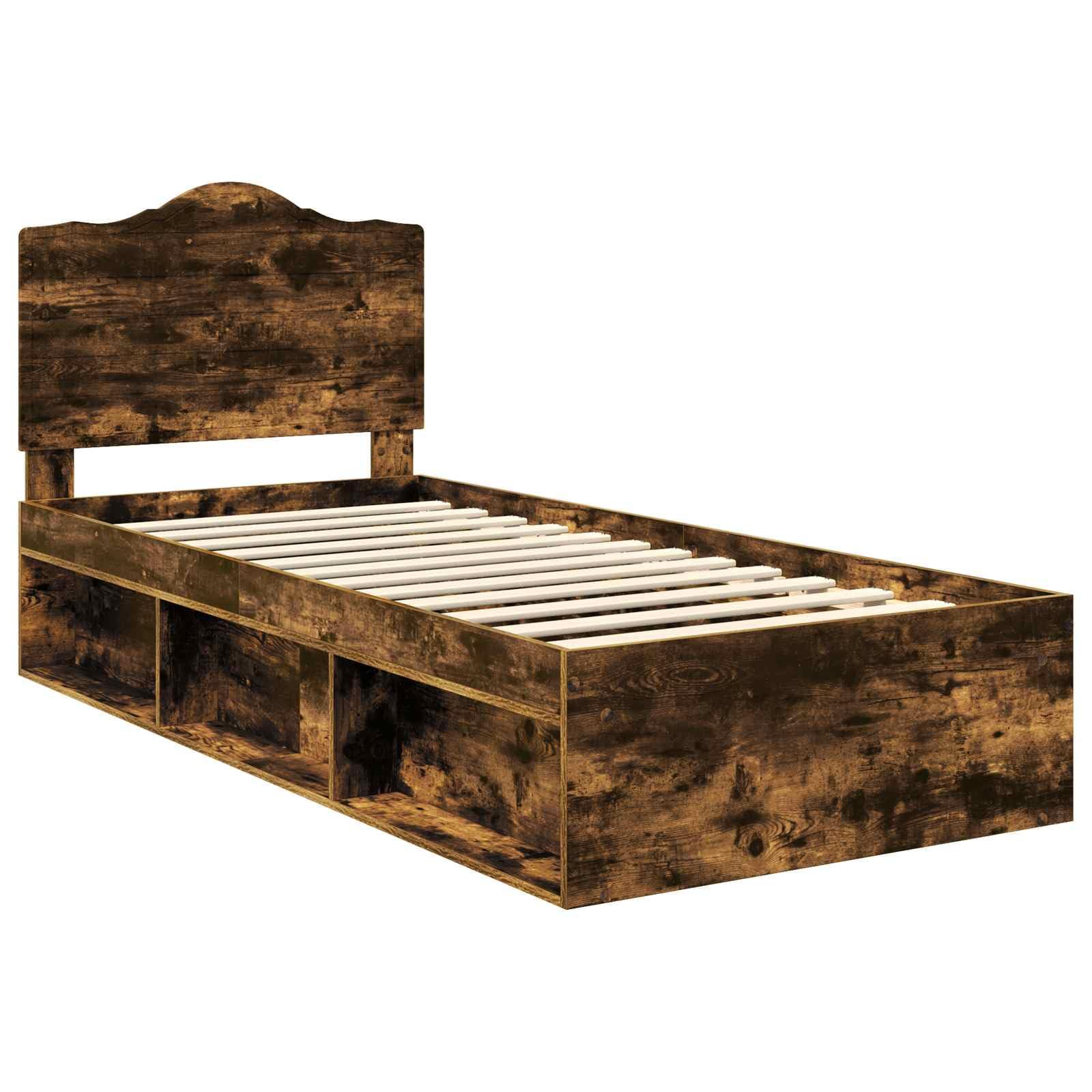 vidaXL Estructura de Cama con cabecera Roble Ahumado 90 x 190 cm