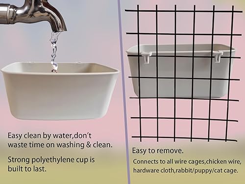 Miniatura 3 de Paquete de 6 comederos de pollo de 21 onzas, jaula de agua para alimentos, tazas, cachorros, gatos, conejos, plato de alimentación colgante,