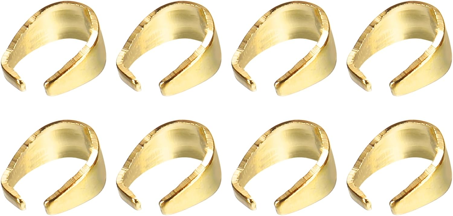 uxcell 200Pcs Pinch Clip Clasp, 5 x 7mm Pinch Clip Pendant Bail Connector Metal Pinch Bail for Pendants Jewelry Making DIY Craft, Gold