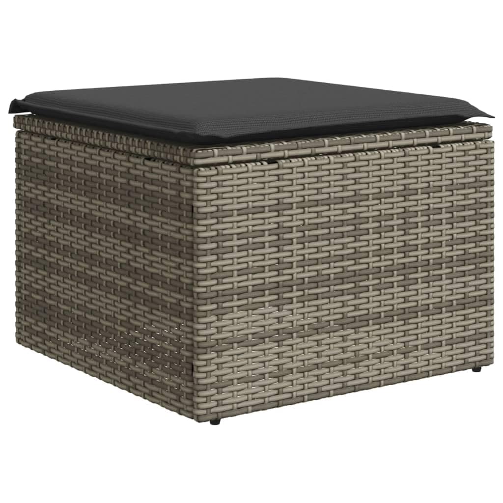 Set di 12 mobili da giardino in polyrattan, grigio, 62 x 62 x 69 cm, divano angolare con tavolo in legno di acacia, set modulare per esterni, per balcone, terrazza, giardino