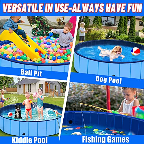 Amenon 65" Foldable Pools For Kids,Dog Pool For Large Dogs, Non Slip Hard Plastic Pet Bathing Tub, Outdoor Swimming Kiddie Pets Cats Puppy Collapsible Portable Wading Pool #TOP4