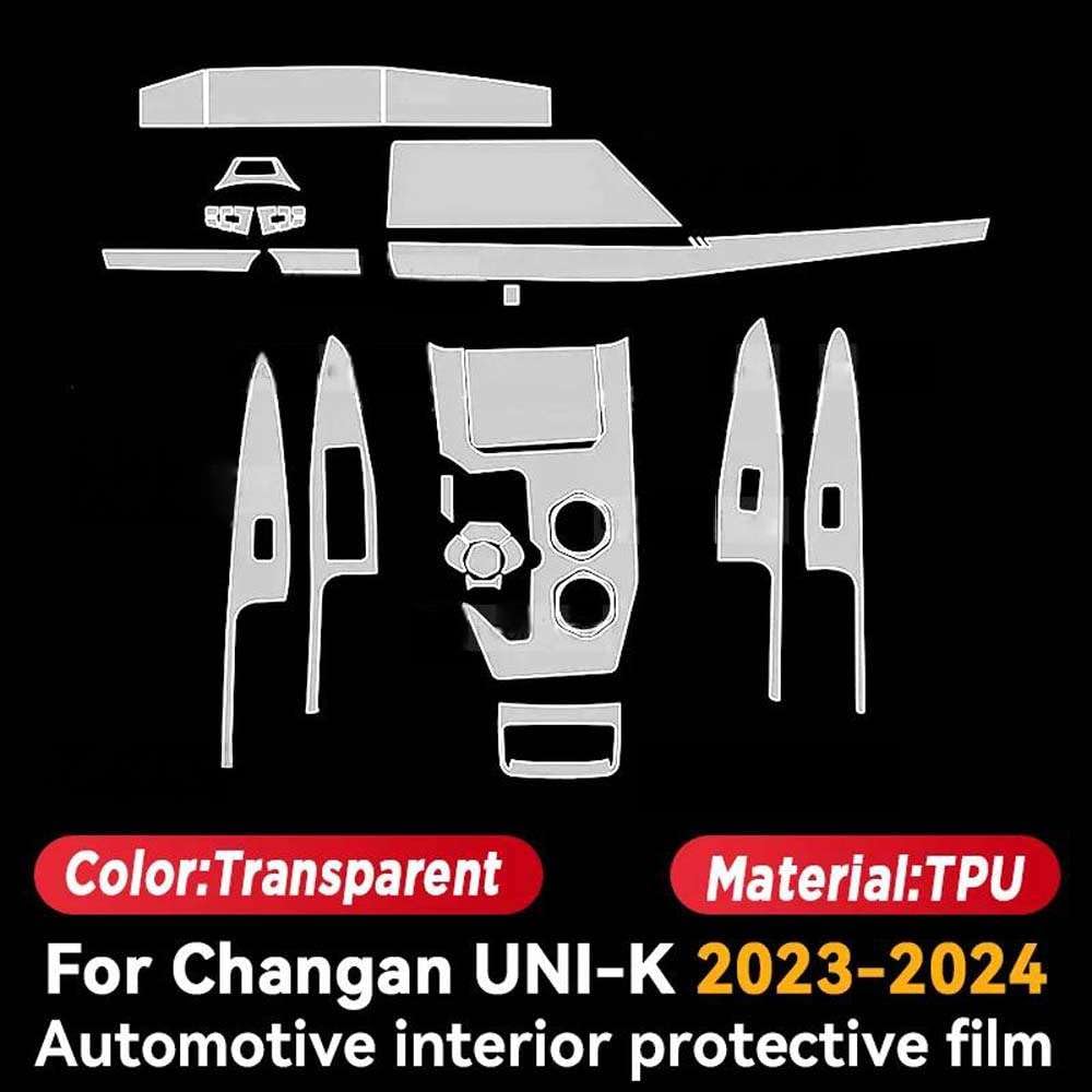 Pellicola Protettiva Trasparente per Pannelli Interni Auto, per Changan Uni-K 2023 2024, Accessori AntiGraffio