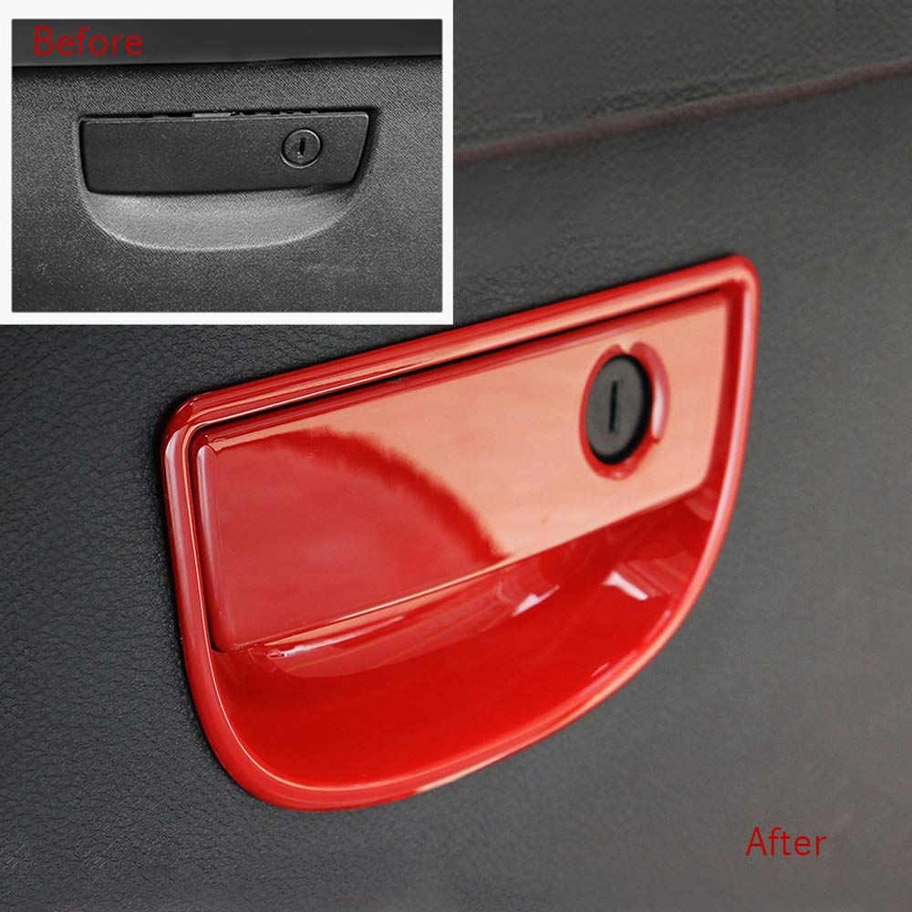 idain ABS Plastic Car Interior Co-Pilot Storage Box Handle Cover Frame Glove Box Handle Trim Cover for Jeep Wrangler 2008-2017 (Red)