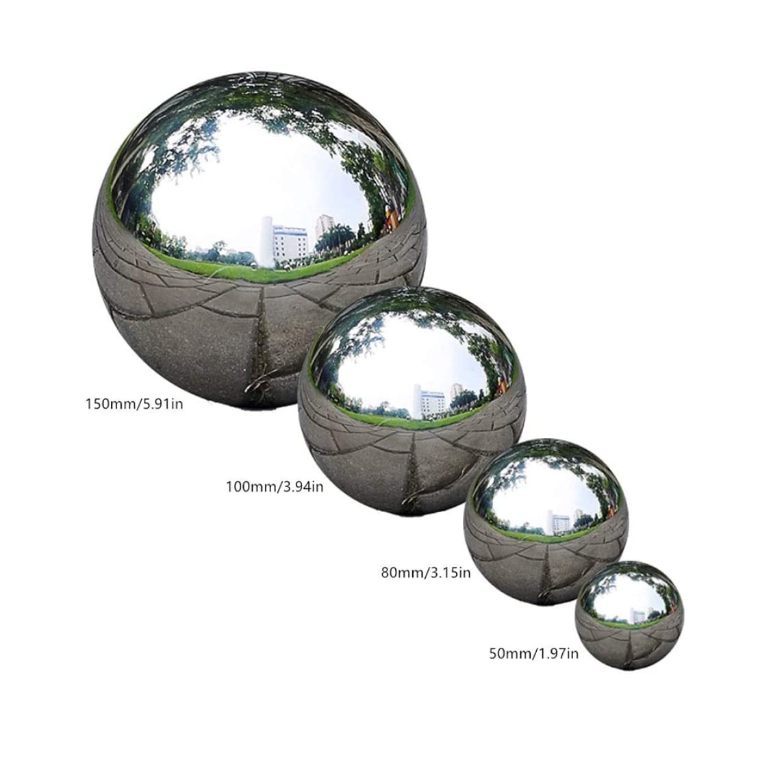 Gazing Balls, 6pcs Miroir en Acier Inoxydable Boules Creux polies, étang Flottant Gazing sans Couture, sphère réfléchissante du Paysage du Jardin pour décoration de Jardin étang de Jardin