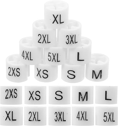Cabilock Marcadores de tamaño para colgar ropa, 200 marcadores de plástico para ropa, etiquetas a presión, etiquetas de número, divisores de