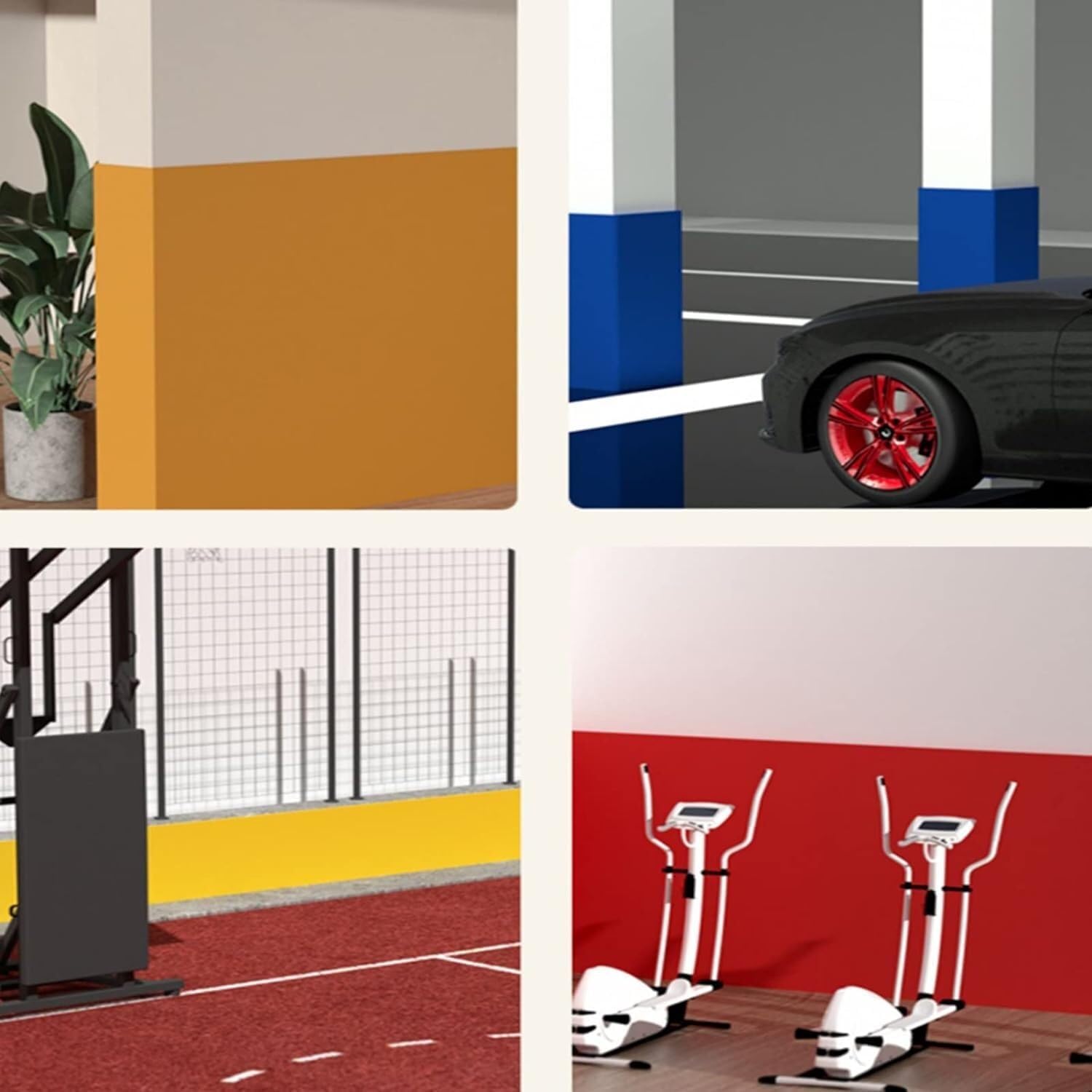 Garage Column Protector Self Adhesive Garage Wall Protector, Wall Edge and Bumpers Guards, Parking Garages Warehouses Garage Parking Bumpers to Protect Parki,Rosso-2m